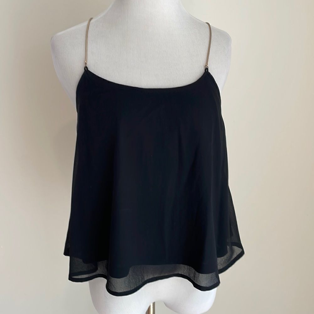 Black blouse with metal chain straps by love culture size Small